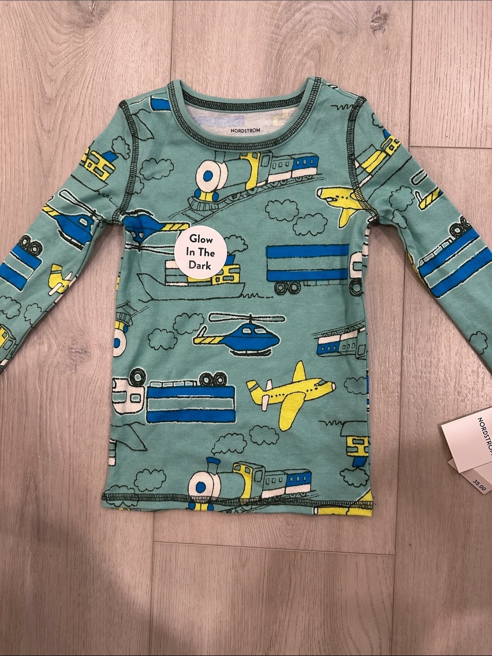 Nordstrom Kids Glow in the Dark Transportation Pajama Top Size 3NWT